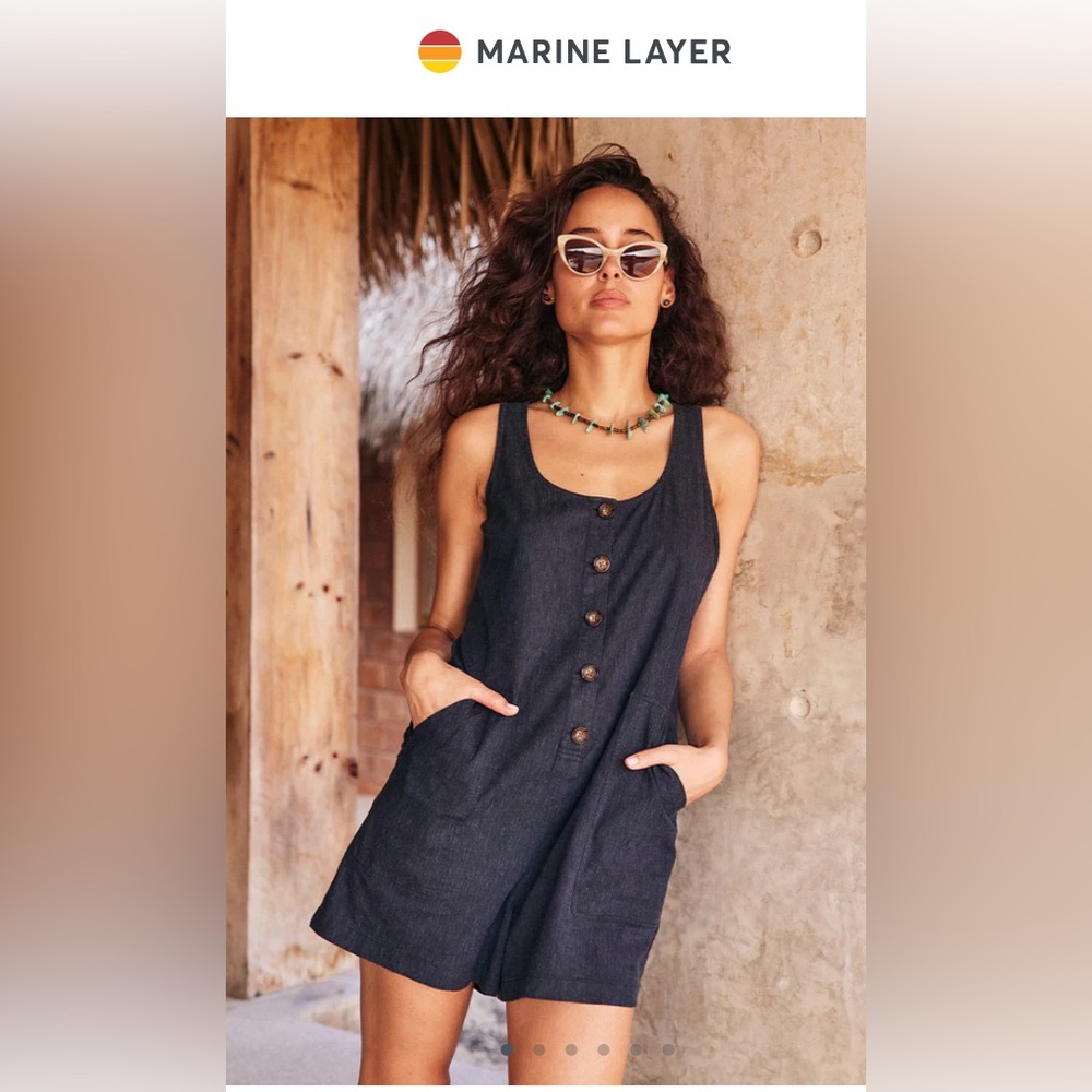 Marine Layer Sydney Beach Romper in India Ink